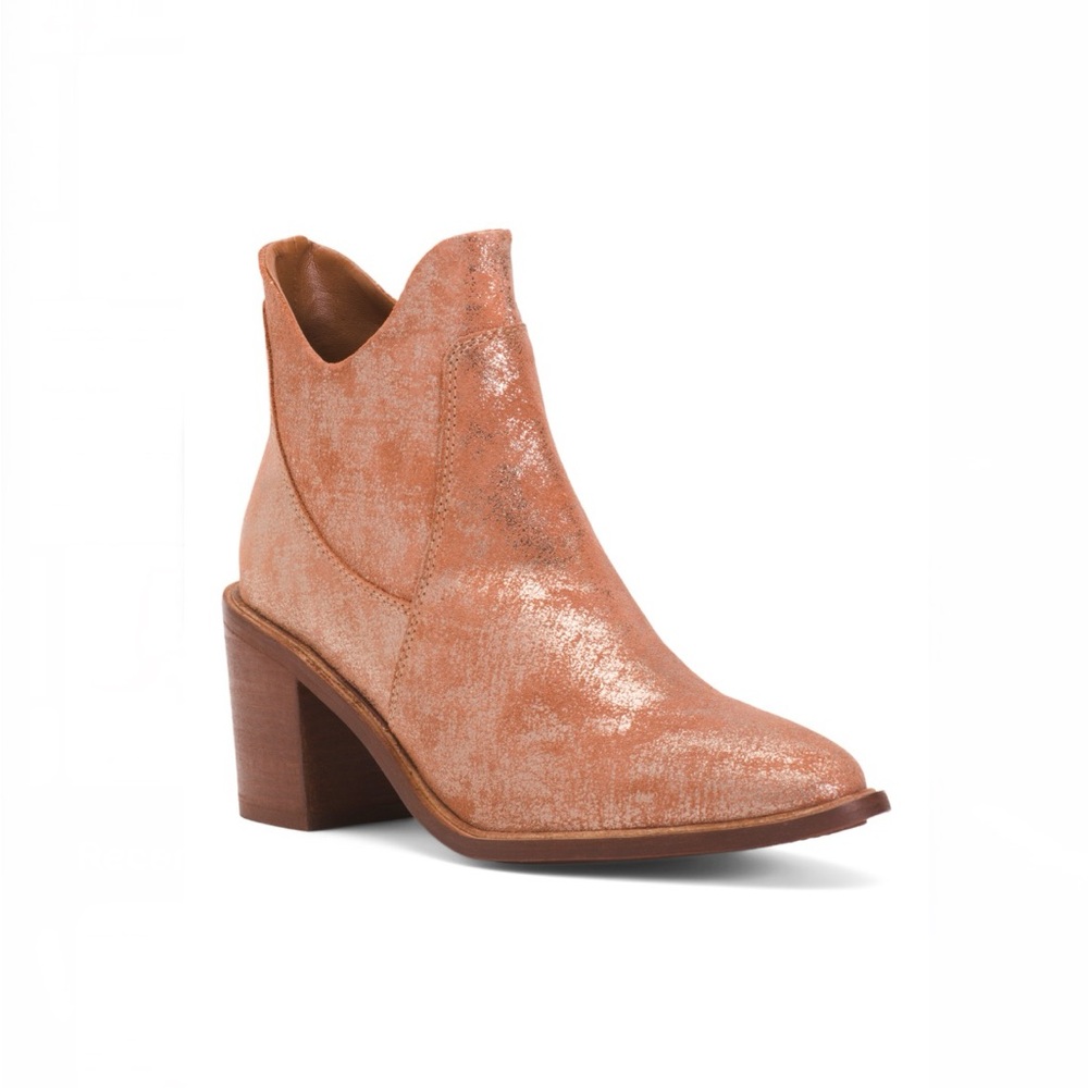 Seychelles Suede Pretty Little Bird Metallic Boots Rose Gold Women’s Size 6